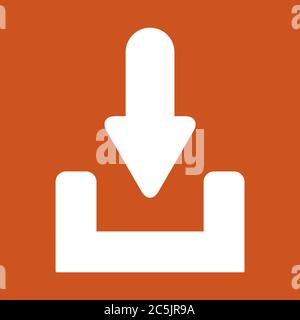 Download-Symbol in trendigen flachen Stil isoliert auf rotem Hintergrund. Vektorgrafik. Stock Vektor
