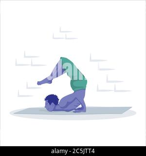 Junger Mann mit Yoga-Pose auf dem Boden. Stock Vektor