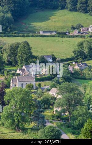 Sheepscombe Dorf in den Cotswolds. Gloucestershire, England Stockfoto