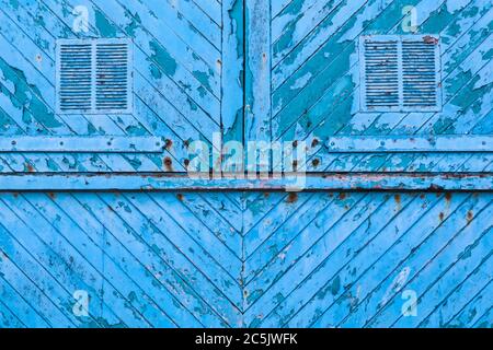 Alte blau verwittert verwitterten Holz Planken Textur Hintergrund Stockfoto