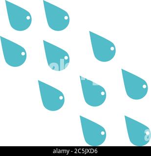 Abstrakte Satz von blauen Wassertropfen Symbole auf weißem Hintergrund. Vektorgrafik. Stock Vektor