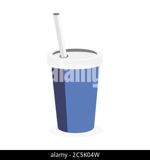 Kaffee-Papier-Tasse auf weißem Hintergrund in trendigen flachen Stil isoliert. Stock Vektor