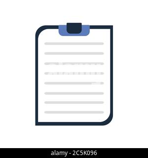 Zwischenablage mit leerem Papier auf weißem Hintergrund in trendigen flachen Stil isoliert. Stock Vektor