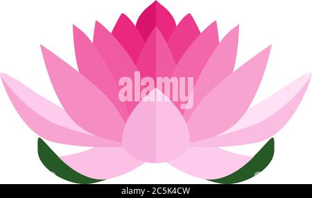 Lotus-Symbol auf weißem Hintergrund isoliert. Stock Vektor