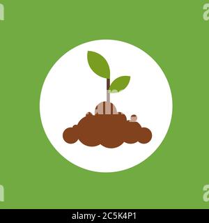 Pflanzenwachstum. Symbol für das Pflanzen von Bäumen. Sprout, Pflanze, Baum wachsenden Landwirtschaft. Vektorgrafik in flacher Form. Stock Vektor