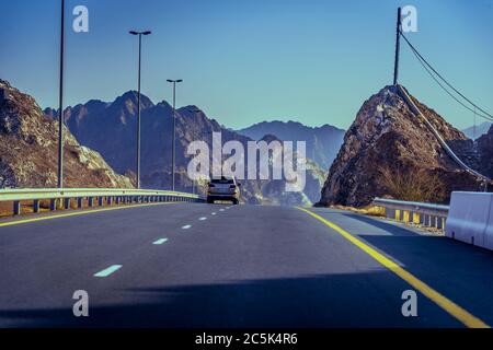 Curvy Road Highway Mountain Ranges Fujairah Stockfoto