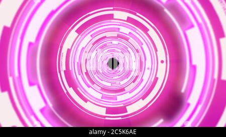 Abstrakter Hintergrund Techno Kreise Tunnel Neonlicht Stockfoto