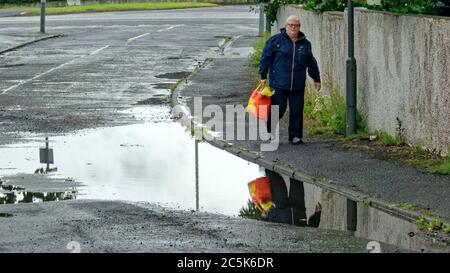 Glasgow, Schottland, UK 3. Juli 2020: UK Wetter: Starker Regen und Überschwemmungen am Forth und clyde Kanal. Gerard Ferry/Alamy Live News Stockfoto