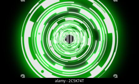 Abstrakter Hintergrund Techno Kreise Tunnel, futuristische Illustration Stockfoto