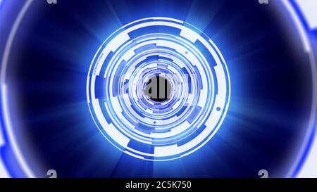 Abstrakter Hintergrund Techno Kreise Tunnel, futuristische Illustration Stockfoto