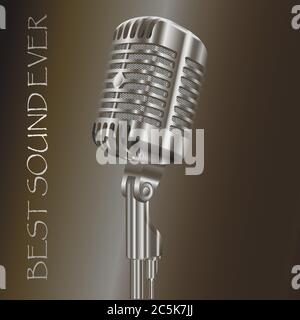 Party-Soundsystem. Vintage Konzert Audio Mikrofon für Karaoke, Radio oder Studio-Aufnahmen. Hochwertiges Vektor-Illustration-Mikrofon isoliert auf dem Hintergrund Stock Vektor