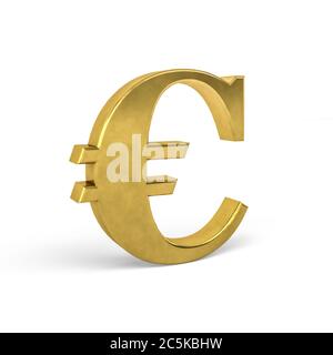 Goldenes Euro-Zeichen isoliert auf weißem Hintergrund - 3d-Rendering Stockfoto