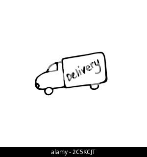 Symbol für einen Lieferwagen. Einfaches Van-Schild. Doodle Vektorgrafik Stock Vektor