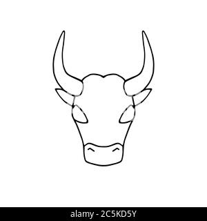 Stiersymbol. OX-Logo. Kuhsymbol. Handgezeichnete Doodle-Illustration Stock Vektor