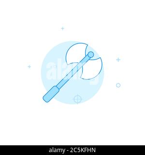 Doppelaxenvektor. Flache Abbildung. Stil mit gefüllten Linien. Blaues Monochrom-Design. Bearbeitbare Kontur. Linienstärke anpassen. Stock Vektor