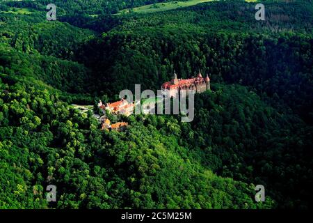 Geographie / Reisen, walbrzych, polen, Burg Ksiaz, Zamek Ksiaz, Ksiaz, Polska, Polen, dolny slask, niederschlesien, Aero, Luft, Jahreszeit, Landschaft, Stockfoto