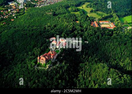 Geographie / Reisen, walbrzych, polen, Burg Ksiaz, Zamek Ksiaz, Ksiaz, Polska, Polen, dolny slask, niederschlesien, Aero, Luft, Jahreszeit, Landschaft, Stockfoto
