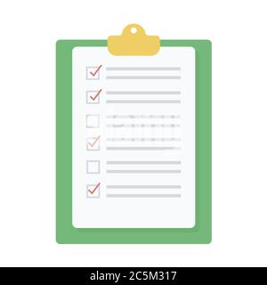 Checkliste auf weißem Hintergrund. Vektor-Illustration in trendigen flachen Stil. ESP 10. Stock Vektor