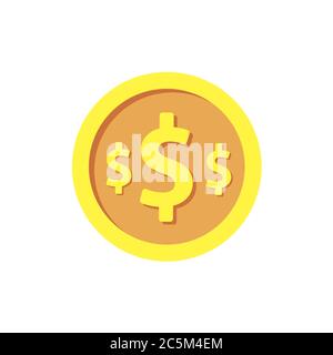 Goldmünze auf weißem Hintergrund. Vektor-Illustration in trendigen flachen Stil. EPS 10. Stock Vektor
