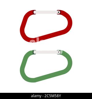Kletterkarabiner auf weißem Hintergrund gesetzt. Vektor-Illustration in trendigen flachen Stil. EPS 10. Stock Vektor