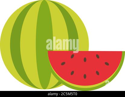 Vektorscheibe Wassermelone. Vektorgrafik. Flache Abbildung. Stock Vektor
