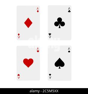 Spielkarten auf weißem Hintergrund. Gewinnen Casino Poker Hand. Vektor-Illustration in trendigen flachen Stil. EPS 10. Stock Vektor