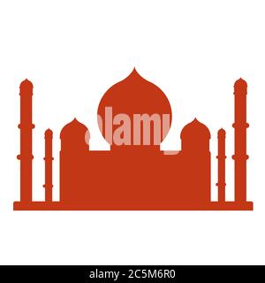 Taj Mahal Silhouette auf weißem Hintergrund. Vektor-Illustration in trendigen flachen Stil. ESP 10. Stock Vektor