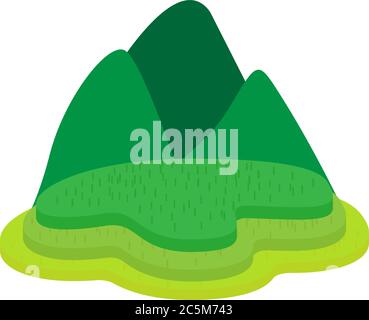 Berge und Feldvektor Symbol Landschaft. Stock Vektor
