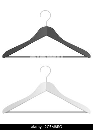 Kleiderbügel auf weißem Hintergrund gesetzt. Vektorgrafik. Stockfoto