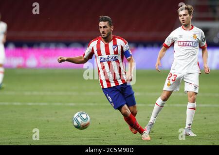 Madrid, Spanien. Juli 2020. Koke (Atletico) Fußball: Spanisches Spiel 'La Liga Santander' zwischen Club Atletico de Madrid 3-0 RCD Mallorca im Estadio Wanda Metropolitano in Madrid, Spanien. Quelle: Mutsu Kawamori/AFLO/Alamy Live News Stockfoto