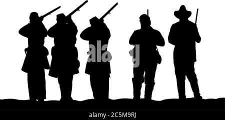 Bürgerkrieg Ära Soldaten Silhouetten Vektor Grafik Illustration Stock Vektor