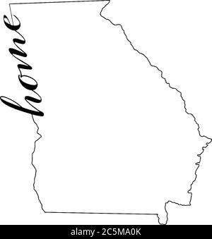 Georgia Karte Umriss mit dem Wort Home in der Umriss auf weißem Hintergrund geschrieben Stock Vektor