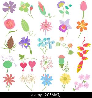 Pastell handgezeichnetes Blumenblatt, niedliche Illustration Vektor Doodle als Grafik-Design florale Elemente gesetzt Stock Vektor