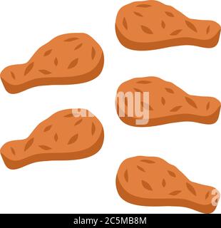 Abbildung von heißen gegrillten Hähnchen Drumstick. Vektor. Stock Vektor