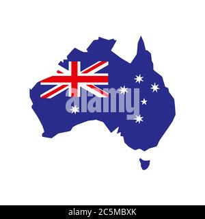Australien Karte mit Flagge auf weißem Hintergrund. Vektorgrafik. EPS 10. Stock Vektor