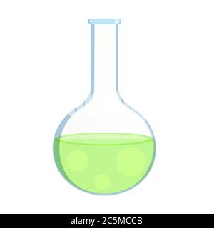 Chemiebecher mit Erlenmeyerkolben und Reagenzglas für Chemikalien Flachvektor EPS 10. Stock Vektor