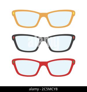 Brille auf weißem Hintergrund in trendigen flachen Stil isoliert gesetzt. Stock Vektor