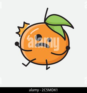 Eine Illustration von Cute Tangerine Fruit Mascot Vektor-Charakter Stock Vektor