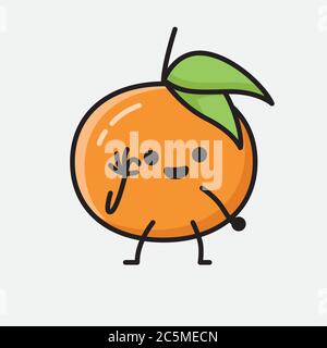 Eine Illustration von Cute Tangerine Fruit Mascot Vektor-Charakter Stock Vektor