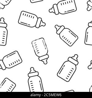 Babyflaschensymbol in flachem Stil. Vektorgrafik Milchbehälter auf weißem, isoliertem Hintergrund. Drink Glass nahtlose Muster Business-Konzept. Stock Vektor