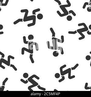 Laufsymbol in flachem Stil. Vektordarstellung auf weißem isoliertem Hintergrund überspringen. Fitness nahtlose Muster Business-Konzept. Stock Vektor