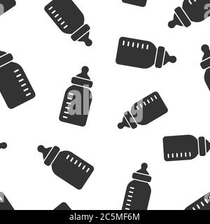 Babyflaschensymbol in flachem Stil. Vektorgrafik Milchbehälter auf weißem, isoliertem Hintergrund. Drink Glass nahtlose Muster Business-Konzept. Stock Vektor