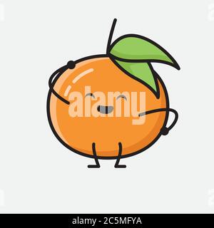 Eine Illustration von Cute Tangerine Fruit Mascot Vektor-Charakter Stock Vektor