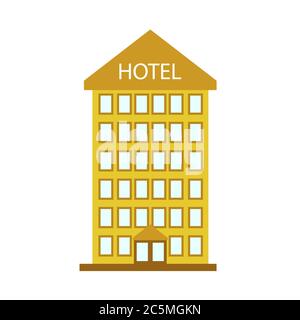 Hotelgebäude auf weißem Hintergrund. Vektorgrafik EPS 10. Stock Vektor