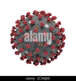 Mikroskopische 3D-Visualisierung des Covid-19 Corona Virus Stockfoto