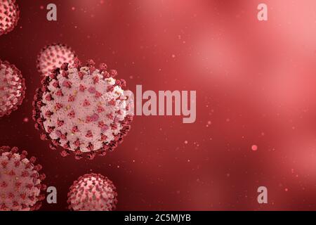 Mikroskopische 3D-Visualisierung des Covid-19 Corona Virus Stockfoto