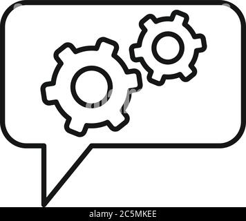Symbol für den Gear Service-Chat. Umriss Zahnrad Service Chat Vektor-Symbol für Web-Design isoliert auf weißem Hintergrund Stock Vektor