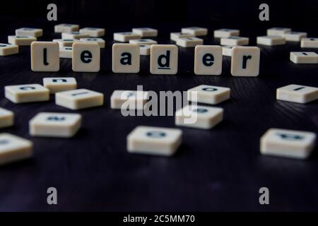 Wort oder Satz FÜHRER mit Buchstaben auf dem Holz gemacht, großes Bild für Ihr Design. Stockfoto