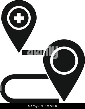 Symbol für die Route der privaten Klinik. Einfache Illustration von privaten Klinik Route Map Vektor-Symbol für Web-Design isoliert auf weißem Hintergrund Stock Vektor