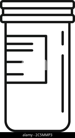 Pillen Plastikglas Symbol. Umriss Pillen Kunststoff Glas Vektor-Symbol für Web-Design isoliert auf weißem Hintergrund Stock Vektor